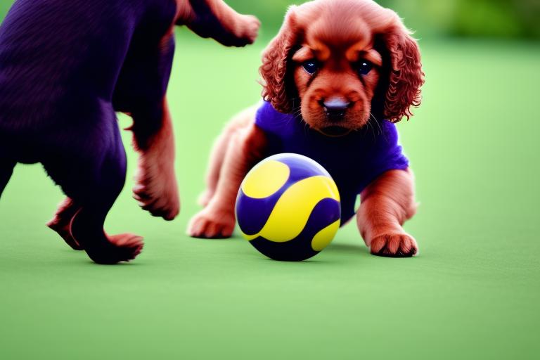 puppy cocker spaniel catching ball